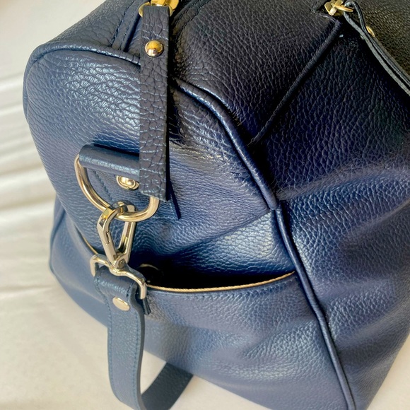 InPell Navy blue, handmade in Italy Genuine Leather duffle bag, NWT - Picture 6 of 8